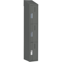 Concorde Heavy-Duty Lockers, 3 -tier, 12" x 18" x 78", Steel, Charcoal, Welded (Assembled) Solutions industrielles ALPHA