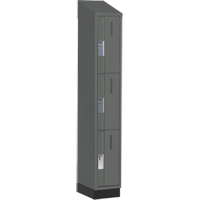 Concorde Heavy-Duty Lockers, 3 -tier, 12" x 18" x 82", Steel, Charcoal, Welded (Assembled) Solutions industrielles ALPHA