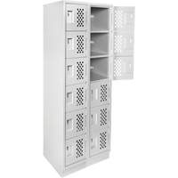 Assembled Lockerettes Clean Line Perforated Economy Lockers, 6 -tier, Bank of 2, 18" x 72" x 12", Steel Solutions industrielles ALPHA