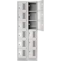 Assembled Lockerettes Clean Line Perforated Economy Lockers, 6 -tier, Bank of 2, 18" x 72" x 12", Steel Solutions industrielles ALPHA