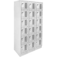 Assembled Lockerettes Clean Line Perforated Economy Lockers, 6 -tier, Bank of 3, 18" x 72" x 12", Steel Solutions industrielles ALPHA