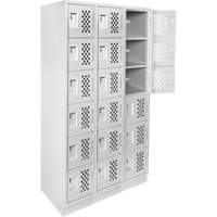 Assembled Lockerettes Clean Line Perforated Economy Lockers, 6 -tier, Bank of 3, 18" x 72" x 12", Steel Solutions industrielles ALPHA
