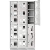 Assembled Lockerettes Clean Line Perforated Economy Lockers, 6 -tier, Bank of 3, 18" x 72" x 12", Steel Solutions industrielles ALPHA