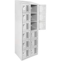 Assembled Lockerettes Clean Line Perforated Economy Lockers, 6 -tier, Bank of 2, 18" x 72" x 12", Steel Solutions industrielles ALPHA