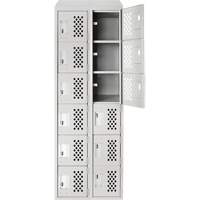 Assembled Lockerettes Clean Line Perforated Economy Lockers, 6 -tier, Bank of 2, 18" x 72" x 12", Steel Solutions industrielles ALPHA