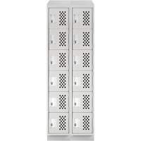 Petit casier perfor&eacute; Clean-Line, 6 niveaux, Bloc de 2, 15" x 72" x 12", Acier Solutions industrielles ALPHA