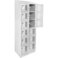 Petit casier perfor&eacute; Clean-Line, 6 niveaux, Bloc de 2, 15" x 72" x 12", Acier Solutions industrielles ALPHA