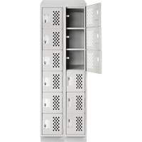 Petit casier perfor&eacute; Clean-Line, 6 niveaux, Bloc de 2, 15" x 72" x 12", Acier Solutions industrielles ALPHA