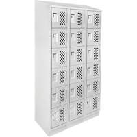 Clean-Line Perforated Lockerette, 6 -tier, Bank of 3, 15" x 72" x 12", Steel Solutions industrielles ALPHA