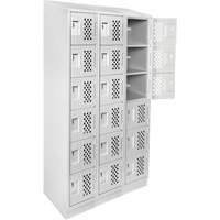 Clean-Line Perforated Lockerette, 6 -tier, Bank of 3, 15" x 72" x 12", Steel Solutions industrielles ALPHA
