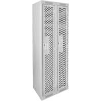 Casiers Clean Line, 2 niveaux, 12" x 12" x 72", Acier, Gris, Rivet (assembl&eacute;), Perfor&eacute; Solutions industrielles ALPHA