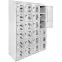 Assembled Clean Line Perforated Economy Lockers, 6 -tier, Bank of 4, 18" x 72" x 12", Steel Solutions industrielles ALPHA