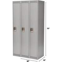 Lockers, Bank of 3, 36" x 18" x 72", Steel, Grey, Rivet (Assembled) Solutions industrielles ALPHA