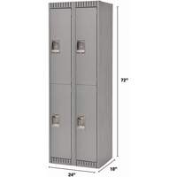 Casiers, 2 niveaux, Bloc de 2, 24" x 18" x 72", Acier, Gris, D&eacute;mont&eacute; Solutions industrielles ALPHA