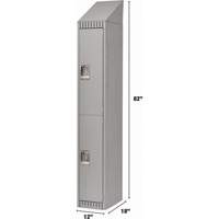 Lockers, 2 -tier, 12" x 18" x 82", Steel, Grey, Knocked Down Solutions industrielles ALPHA