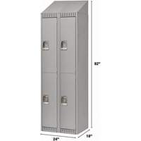 Lockers, 2 -tier, Bank of 2, 24" x 18" x 82", Steel, Grey, Knocked Down Solutions industrielles ALPHA