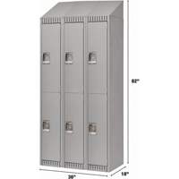 Lockers, 2 -tier, Bank of 3, 36" x 18" x 82", Steel, Grey, Knocked Down Solutions industrielles ALPHA