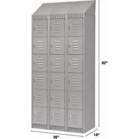 Lockers, 6 -tier, Bank of 3, 36" x 18" x 82", Steel, Grey, Knocked Down Solutions industrielles ALPHA