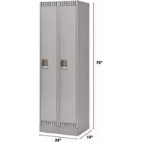 Lockers, Bank of 2, 24" x 18" x 76", Steel, Grey, Knocked Down Solutions industrielles ALPHA