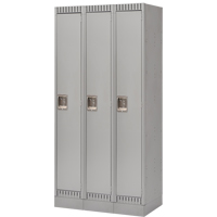 Lockers, Bank of 3, 36" x 18" x 76", Steel, Grey, Knocked Down Solutions industrielles ALPHA