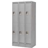 Casiers, 2 niveaux, Bloc de 3, 36" x 18" x 76", Acier, Gris, D&eacute;mont&eacute; Solutions industrielles ALPHA