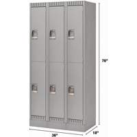 Casiers, 2 niveaux, Bloc de 3, 36" x 18" x 76", Acier, Gris, D&eacute;mont&eacute; Solutions industrielles ALPHA