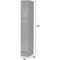 Lockers, 6 -tier, 12" x 18" x 76", Steel, Grey, Knocked Down Solutions industrielles ALPHA
