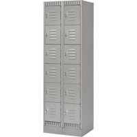 Lockers, 6 -tier, Bank of 2, 24" x 18" x 76", Steel, Grey, Knocked Down Solutions industrielles ALPHA