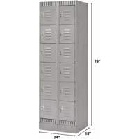 Lockers, 6 -tier, Bank of 2, 24" x 18" x 76", Steel, Grey, Knocked Down Solutions industrielles ALPHA