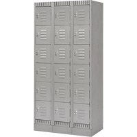 Lockers, 6 -tier, Bank of 3, 36" x 18" x 76", Steel, Grey, Knocked Down Solutions industrielles ALPHA