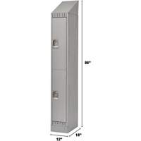 Lockers, 2 -tier, 12" x 18" x 86", Steel, Grey, Knocked Down Solutions industrielles ALPHA