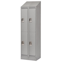 Lockers, 2 -tier, Bank of 2, 24" x 18" x 86", Steel, Grey, Knocked Down Solutions industrielles ALPHA