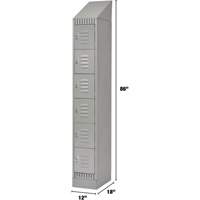 Lockers, 6 -tier, 12" x 18" x 86", Steel, Grey, Knocked Down Solutions industrielles ALPHA