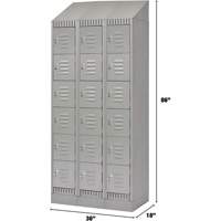 Lockers, 6 -tier, Bank of 3, 36" x 18" x 86", Steel, Grey, Knocked Down Solutions industrielles ALPHA