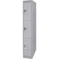 Lockers, 3 -tier, 12" x 18" x 72", Steel, Grey, Knocked Down Solutions industrielles ALPHA