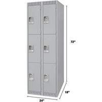Casiers, 3 niveaux, Bloc de 2, 24" x 18" x 72", Acier, Gris, D&eacute;mont&eacute; Solutions industrielles ALPHA