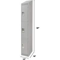 Lockers, 3 -tier, 12" x 18" x 82", Steel, Grey, Knocked Down Solutions industrielles ALPHA