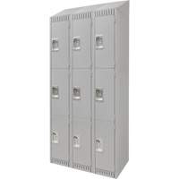 Lockers, 3 -tier, Bank of 3, 36" x 18" x 82", Steel, Grey, Knocked Down Solutions industrielles ALPHA