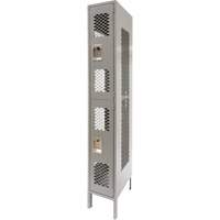 Vented Lockers, 2 -tier, 12" x 18" x 78", Steel, Grey, Knocked Down, Perforated Solutions industrielles ALPHA