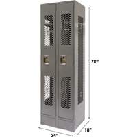 Vented Lockers, Bank of 2, 24" x 18" x 78", Steel, Grey, Knocked Down, Perforated Solutions industrielles ALPHA
