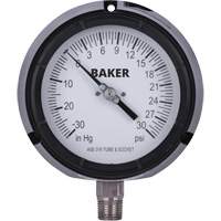 Pressure Gauge, 4-1/2" , 30"-0-30 psi, Bottom Mount, Liquid Filled Analogue Solutions industrielles ALPHA
