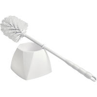 Brosse &agrave; cuvettes avec coupelle, 15-1/2" l, Soies Polypropyl&egrave;ne, Blanc Solutions industrielles ALPHA