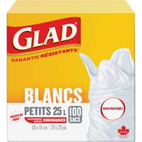 Petits sacs &agrave; ordures 25 L sans parfum, R&eacute;gulier, 20" la x 20" lo, Blanc Solutions industrielles ALPHA