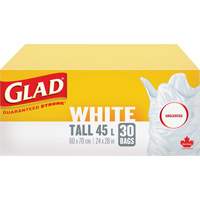 Sacs &agrave; ordures hauts 45 L sans parfum, R&eacute;gulier, 24" la x 28" lo, Blanc Solutions industrielles ALPHA