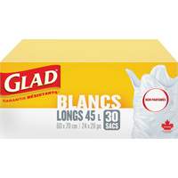 Sacs &agrave; ordures hauts 45 L sans parfum, R&eacute;gulier, 24" la x 28" lo, Blanc Solutions industrielles ALPHA