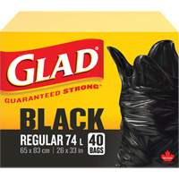 74L Garbage Bags, Regular, 26" W x 33" L, Black Solutions industrielles ALPHA