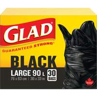 90L Garbage Bags, Regular, 30" W x 33" L, Black Solutions industrielles ALPHA