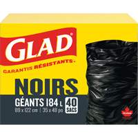 Sacs &agrave; ordures 184 L, R&eacute;gulier, 35" la x 48" lo, Noir Solutions industrielles ALPHA