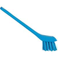 Brosse avec rebord grattoir, Soies Ferme, Longueur de 6", Bleu Solutions industrielles ALPHA