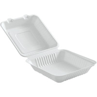 Compostable Hinged Food Containers, Bagasse, Square Solutions industrielles ALPHA